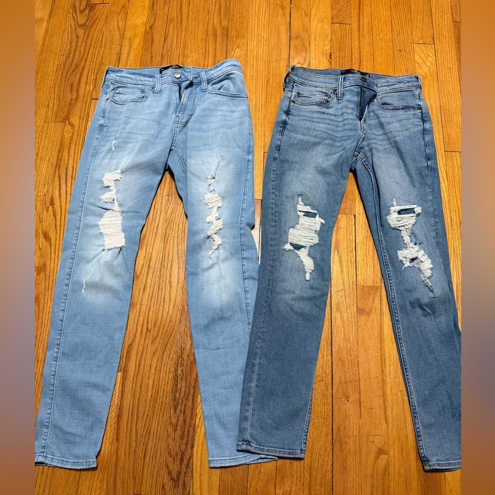 Hollister Men's Skinny Jeans 2 pairs- Light Blue and Dark Blue